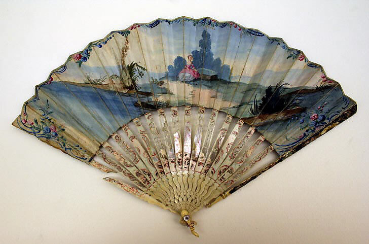 Fan, paper, ivory, mother-of-pearl, French