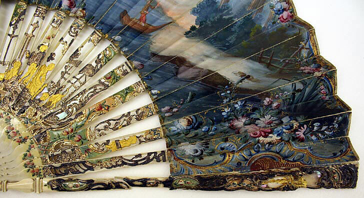 Fan, paper, ivory, mother-of-pearl, French