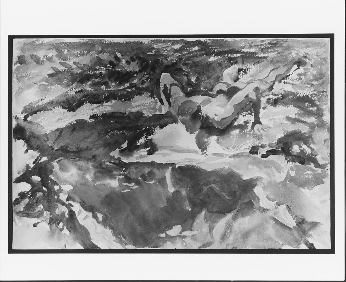 Man and Pool, Florida, John Singer Sargent (American, Florence 1856–1925 London), Watercolor, gouache, and graphite on white wove paper, American