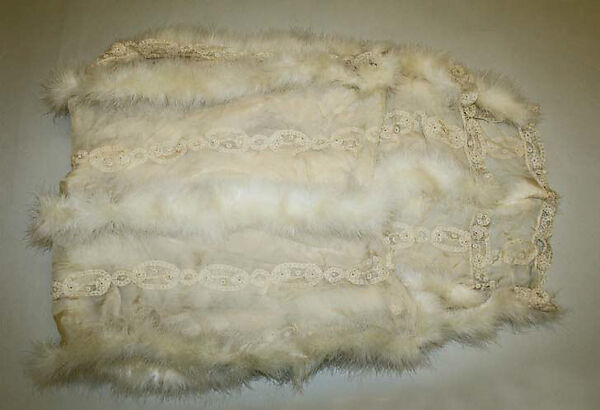 Evening stole, silk, cotton, feathers, probably American 