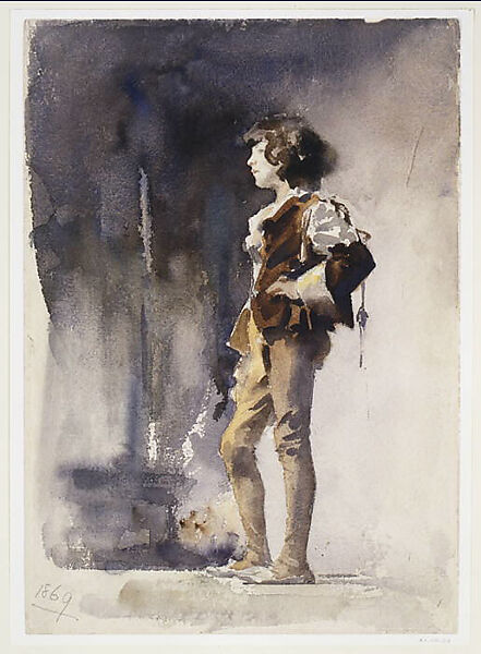 Boy in Costume, John Singer Sargent (American, Florence 1856–1925 London), Watercolor and graphite on white wove paper, American 