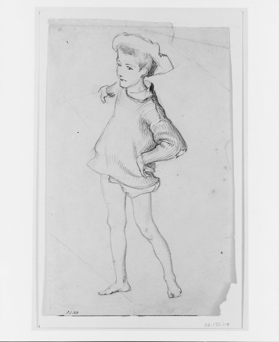 Child, Study for "En Route pour la Pêche" and "Fishing for Oysters at Cancale", John Singer Sargent (American, Florence 1856–1925 London), Graphite on off-white wove paper, American