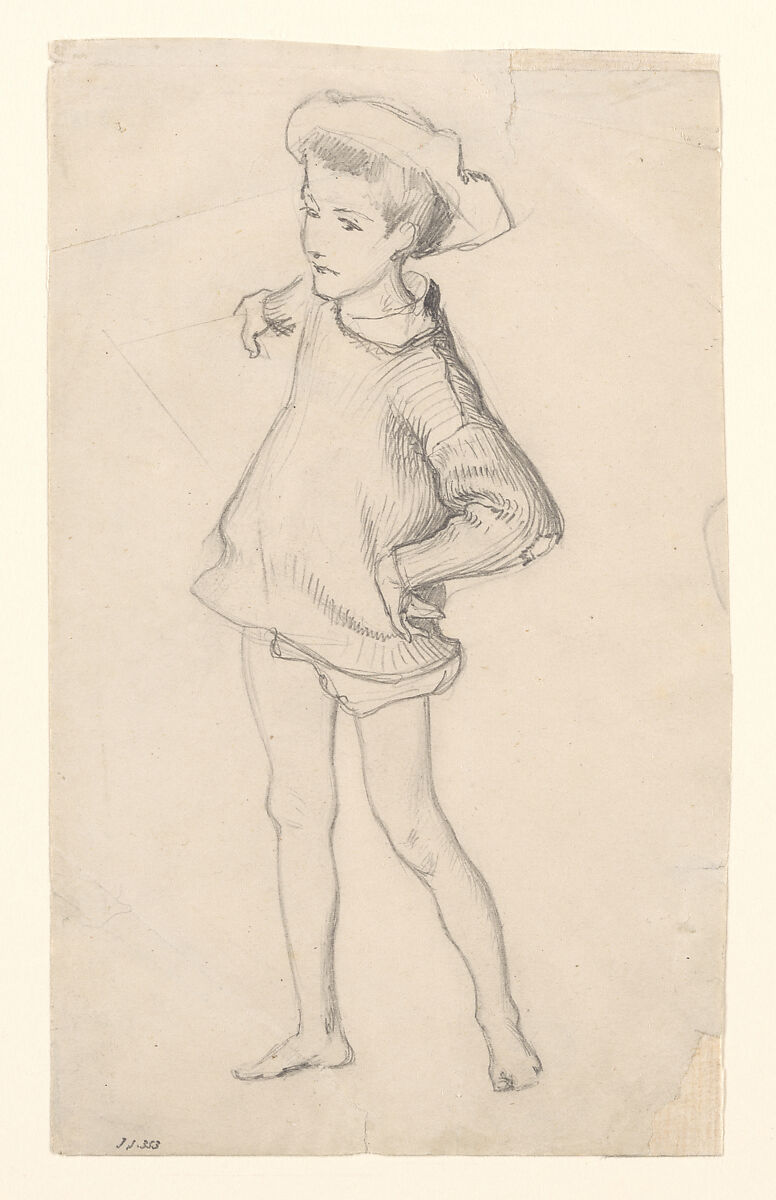 Child, Study for "En Route pour la Pêche" and "Fishing for Oysters at Cancale", John Singer Sargent  American, Graphite on off-white wove paper, American