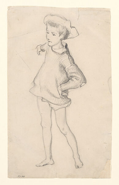 Child, Study for "Oyster Gatherers of Cancale", John Singer Sargent (American, Florence 1856–1925 London), Graphite on off-white wove paper, American 