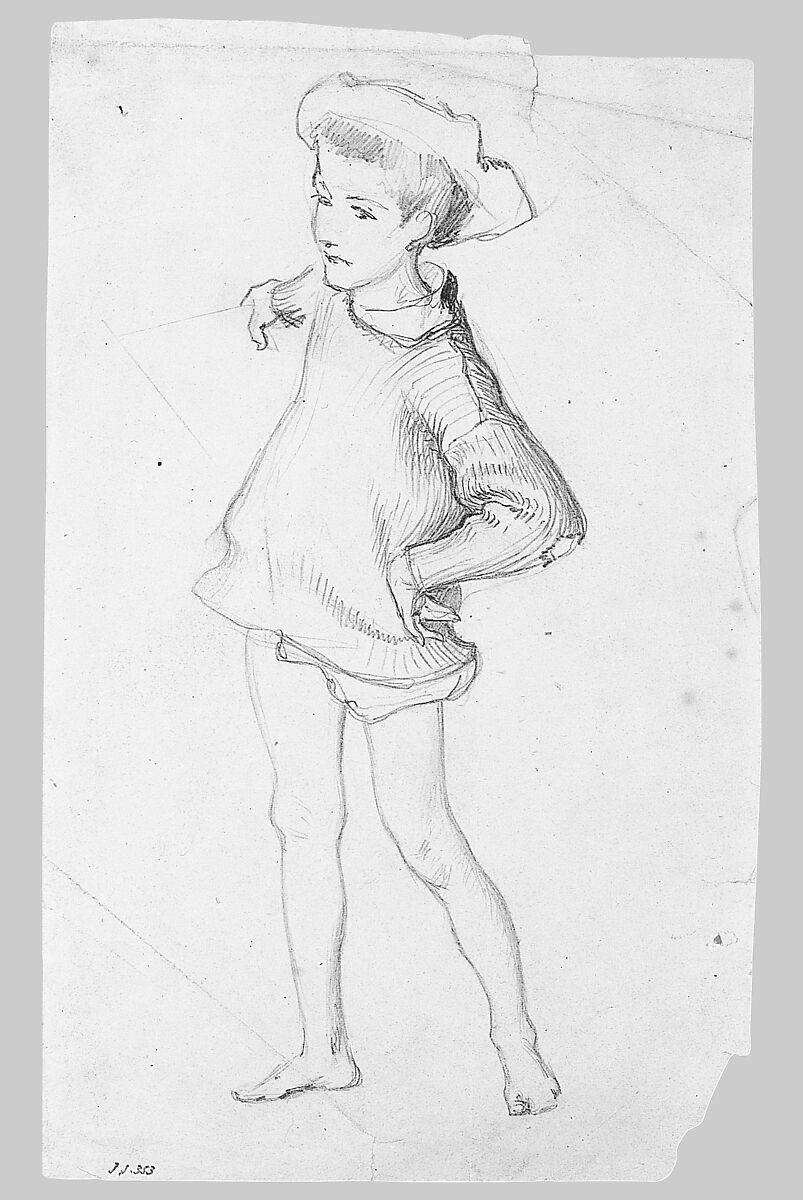 Child, Study for "En Route pour la Pêche" and "Fishing for Oysters at Cancale", John Singer Sargent (American, Florence 1856–1925 London), Graphite on off-white wove paper, American