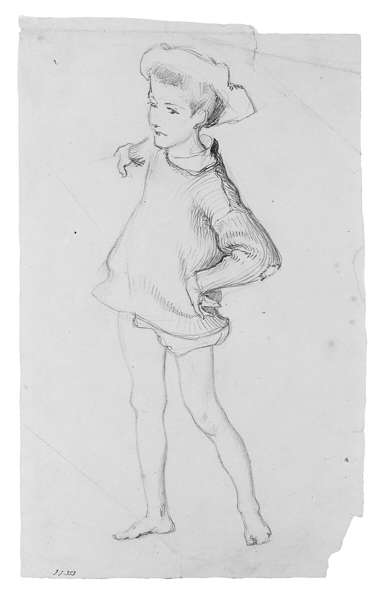 Child, Study for "En Route pour la Pêche" and "Fishing for Oysters at Cancale", John Singer Sargent (American, Florence 1856–1925 London), Graphite on off-white wove paper, American