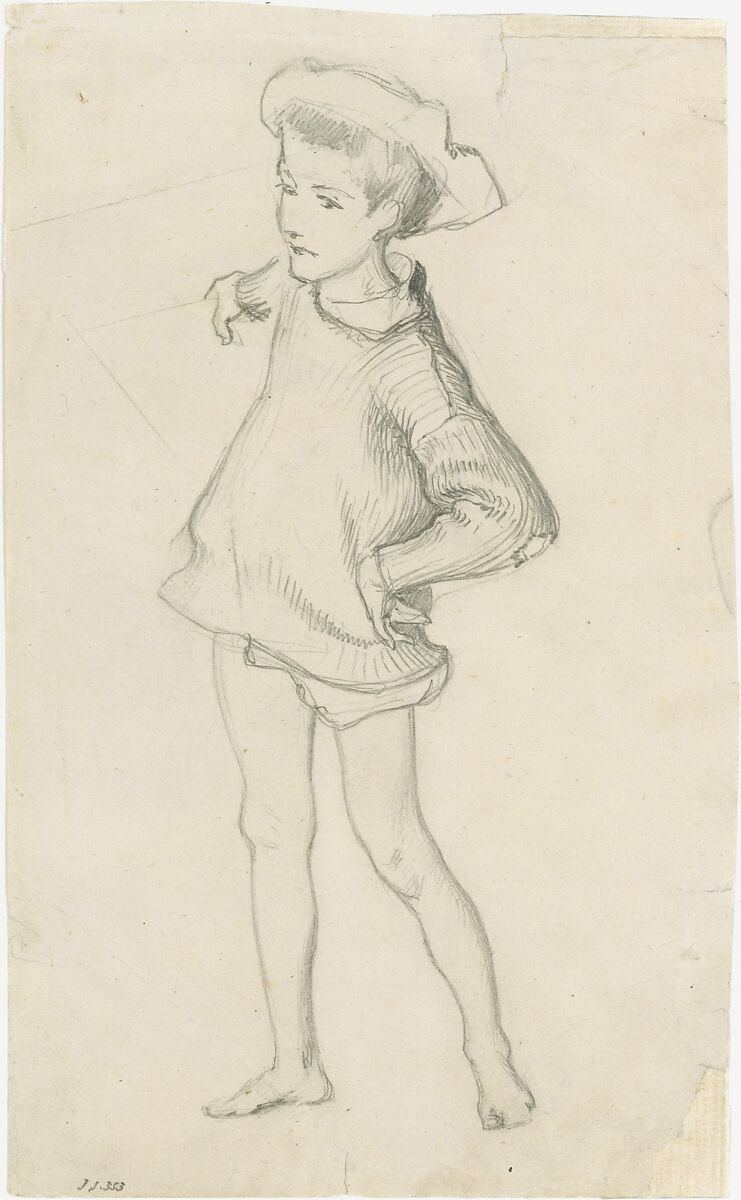Child, Study for "En Route pour la Pêche" and "Fishing for Oysters at Cancale", John Singer Sargent (American, Florence 1856–1925 London), Graphite on off-white wove paper, American