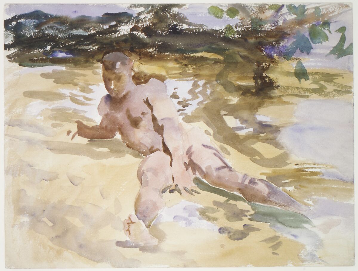 Man on Beach, Florida, John Singer Sargent (American, Florence 1856–1925 London), Watercolor and graphite on white wove paper, American