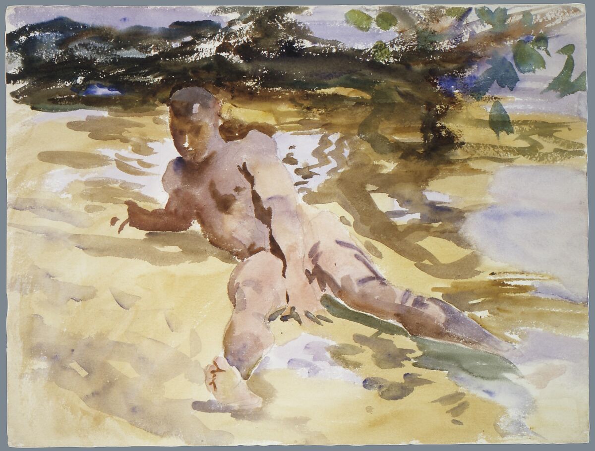 Man on Beach, Florida, John Singer Sargent (American, Florence 1856–1925 London), Watercolor and graphite on white wove paper, American