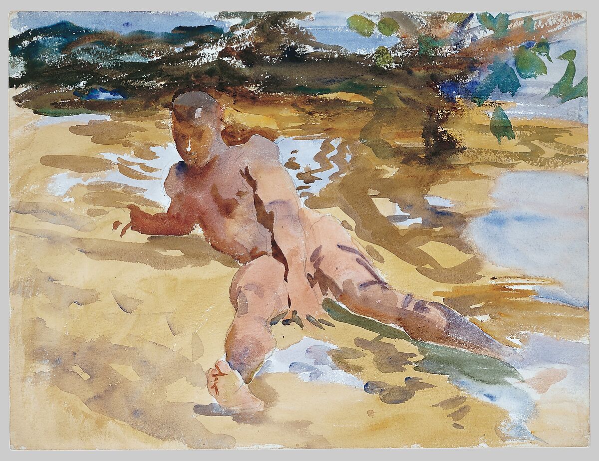 Man on Beach, Florida, John Singer Sargent (American, Florence 1856–1925 London), Watercolor and graphite on white wove paper, American