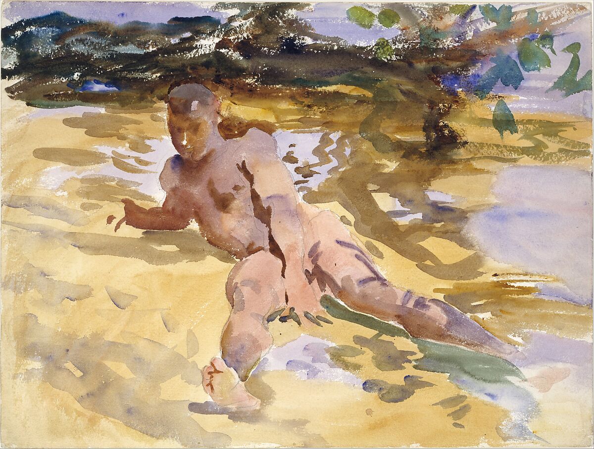 Man on Beach, Florida, John Singer Sargent (American, Florence 1856–1925 London), Watercolor and graphite on white wove paper, American