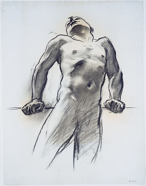 Man Standing, Head Thrown Back, John Singer Sargent (American, Florence 1856–1925 London), Charcoal on white wove paper, American 