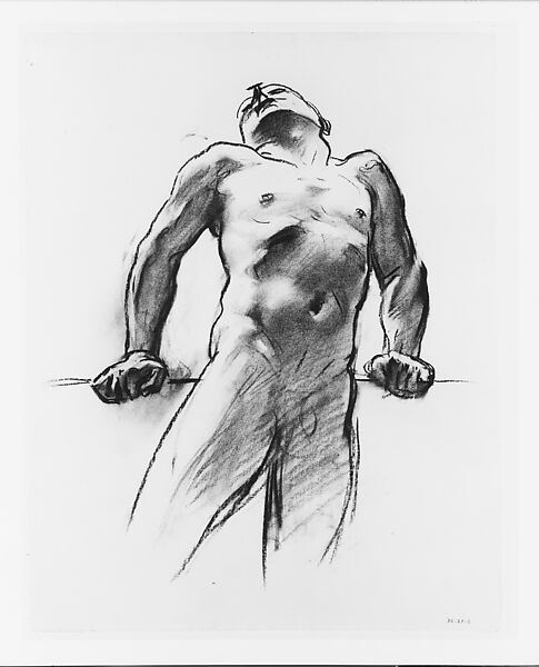Man Standing, Head Thrown Back, John Singer Sargent (American, Florence 1856–1925 London), Charcoal on white wove paper, American