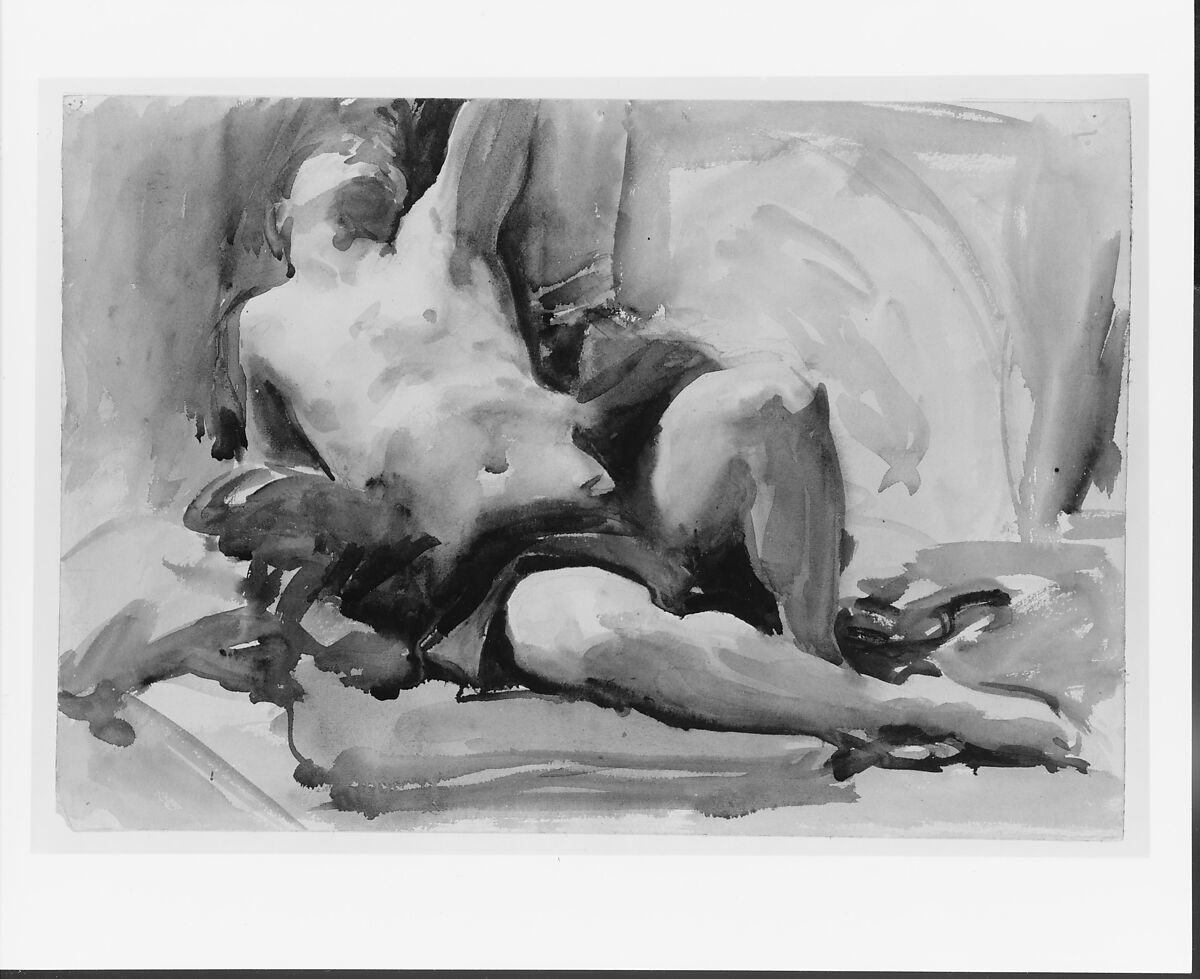 Man with Red Drapery, John Singer Sargent (American, Florence 1856–1925 London), Watercolor and graphite on white wove paper, American