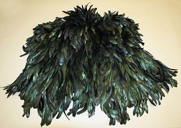 Evening cape, silk, feathers, French
