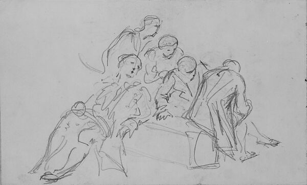 Five Figures (from Scrapbook), John Singer Sargent (American, Florence 1856–1925 London), Graphite on off-white wove paper, American