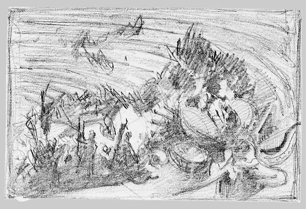 Sketch related to "Rehearsal of the Pasdeloup Orchestra at the Cirque d'Hiver" (from Album), John Singer Sargent (American, Florence 1856–1925 London), Graphite on paper, American