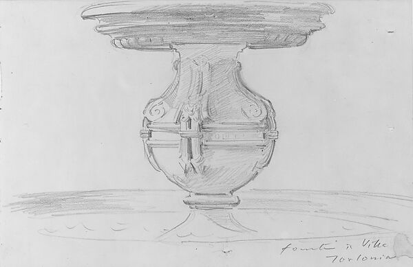 Fontana in Villa Torlonia, Frascati, John Singer Sargent (American, Florence 1856–1925 London), Graphite on off-white wove paper, American