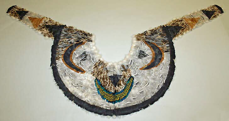 Shoulder Cape (Pelerine), cotton, feathers, Native American(?) 