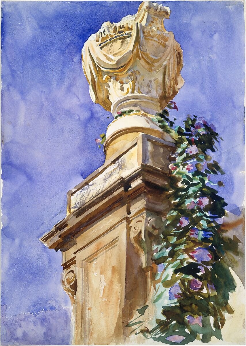 Garden near Lucca, John Singer Sargent (American, Florence 1856–1925 London), Watercolor and graphite on white wove paper, American