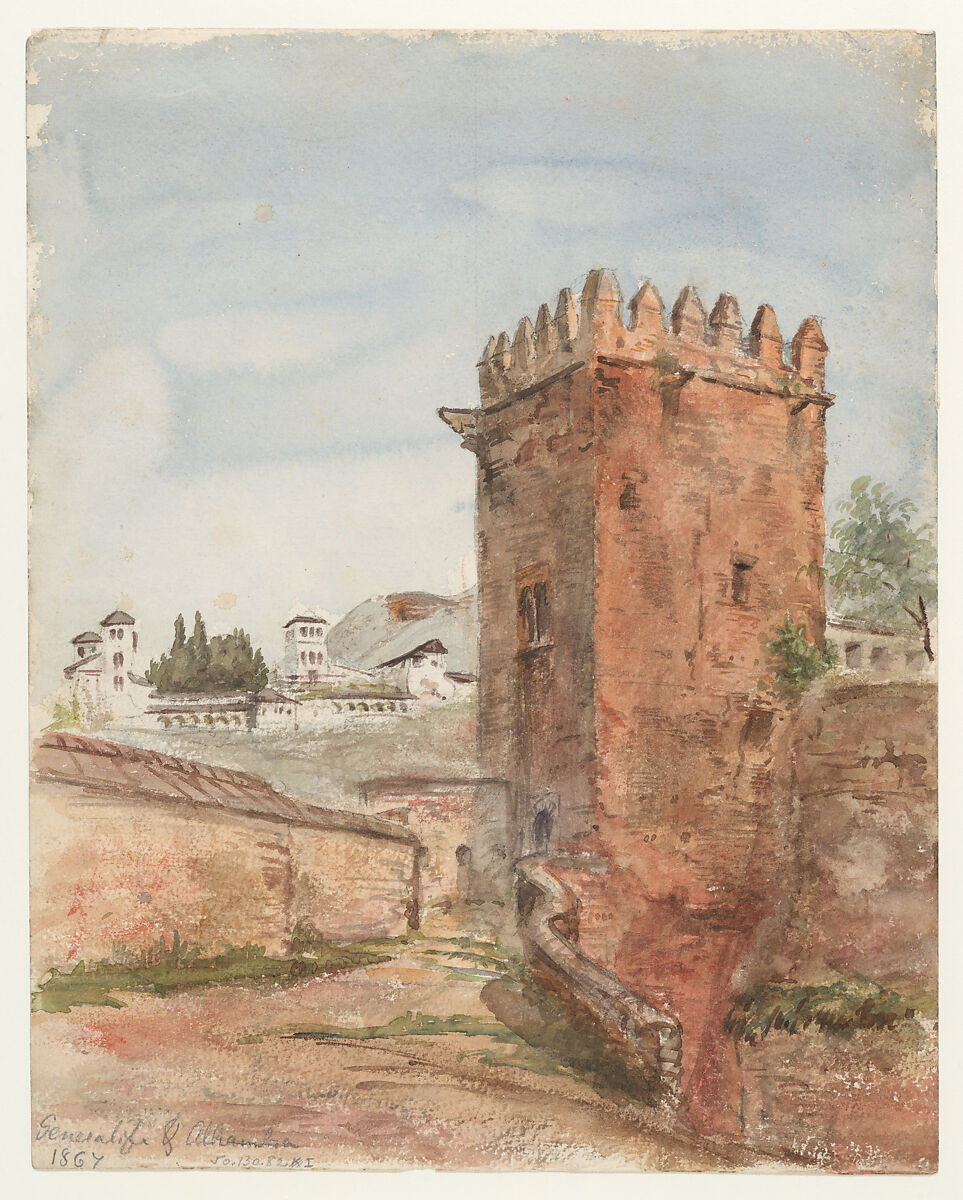 Torre de los Picos, Alhambra, John Singer Sargent  American, Watercolor and graphite on  white wove paper, American