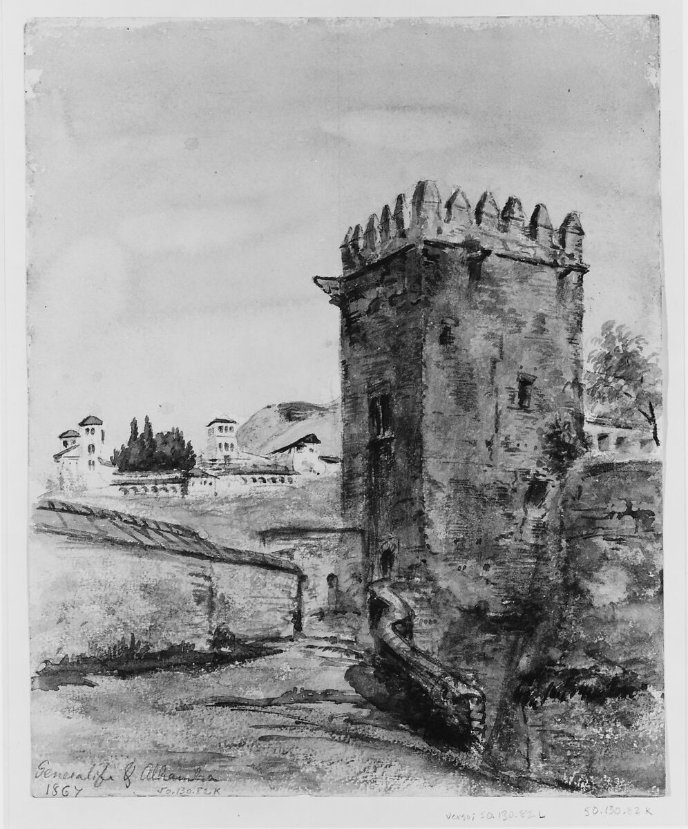 Torre de los Picos, Alhambra, John Singer Sargent (American, Florence 1856–1925 London), Watercolor and graphite on  white wove paper, American