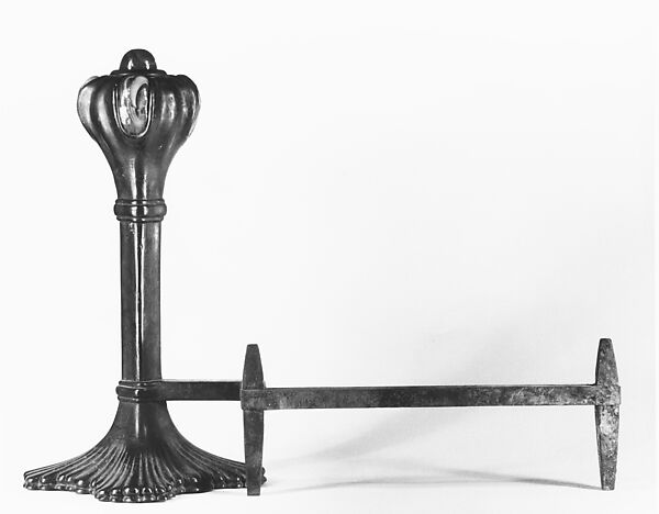Andiron, Designed by Louis C. Tiffany (American, New York 1848–1933 New York), Bronze, glass, iron, American 
