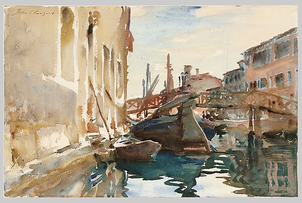 Giudecca, John Singer Sargent (American, Florence 1856–1925 London), Watercolor and graphite on off-white paper, American