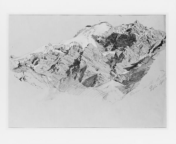 Glacier on the Ortler, John Singer Sargent (American, Florence 1856–1925 London), Graphite and gouache on gray wove paper, American 