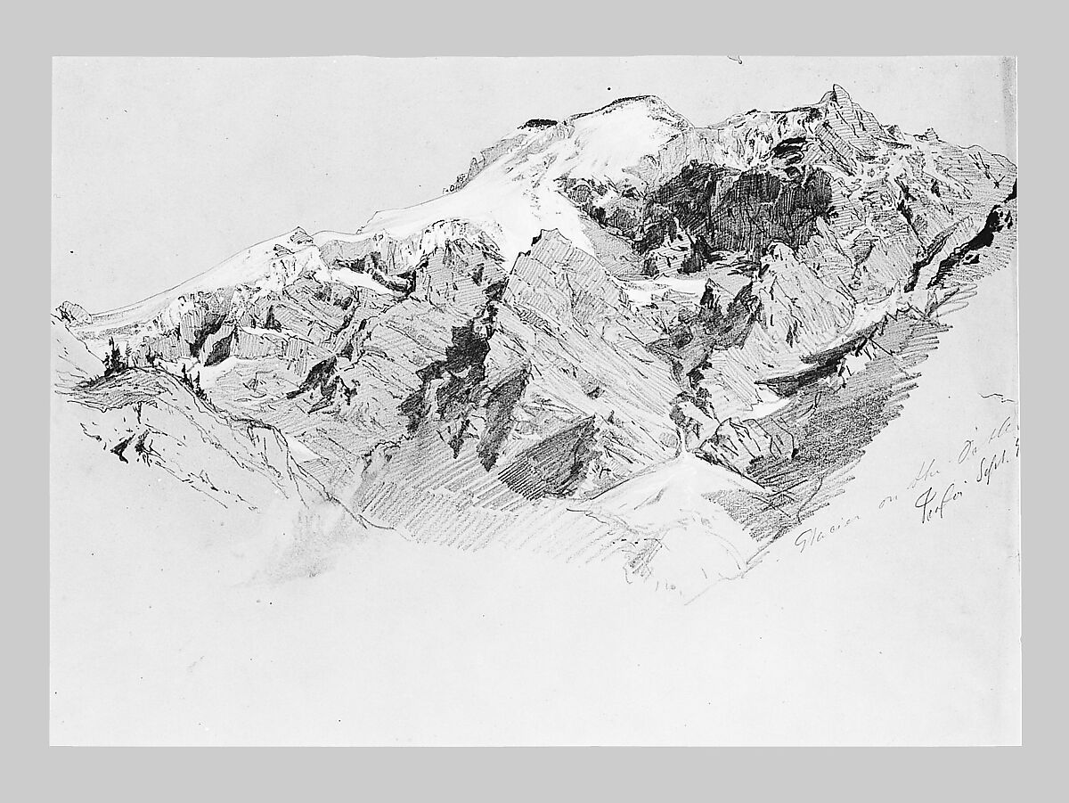 Glacier on the Ortler, John Singer Sargent (American, Florence 1856–1925 London), Graphite and gouache on gray wove paper, American