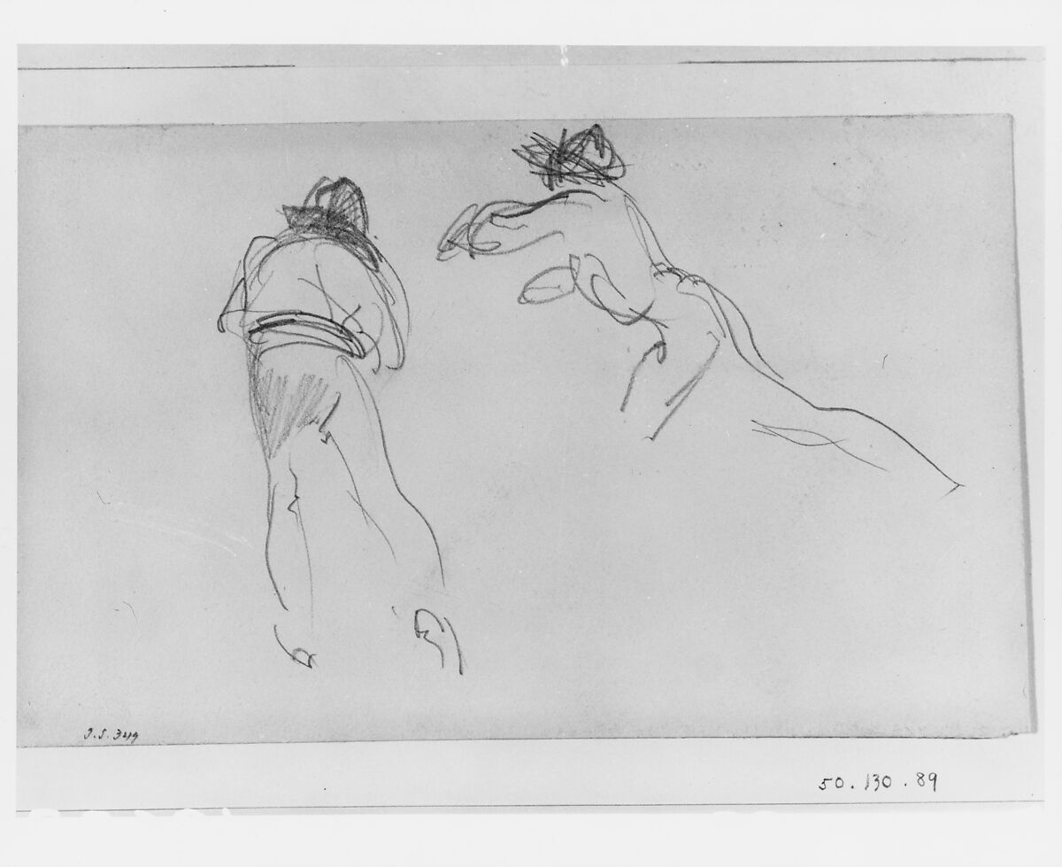Gondoliers, John Singer Sargent (American, Florence 1856–1925 London), Graphite on off-white wove paper, American
