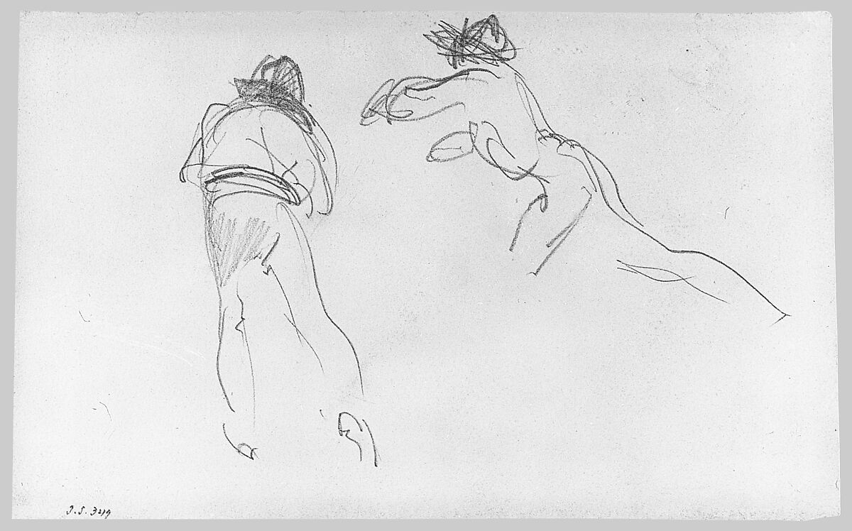 Gondoliers, John Singer Sargent (American, Florence 1856–1925 London), Graphite on off-white wove paper, American