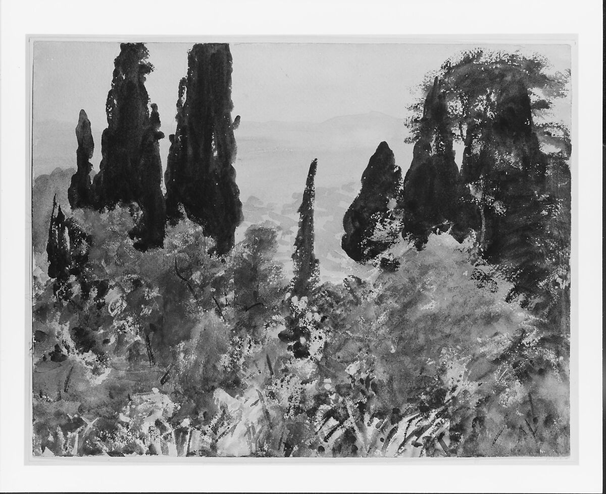 Granada, John Singer Sargent (American, Florence 1856–1925 London), Watercolor, graphite, and wax crayon on white wove paper, American