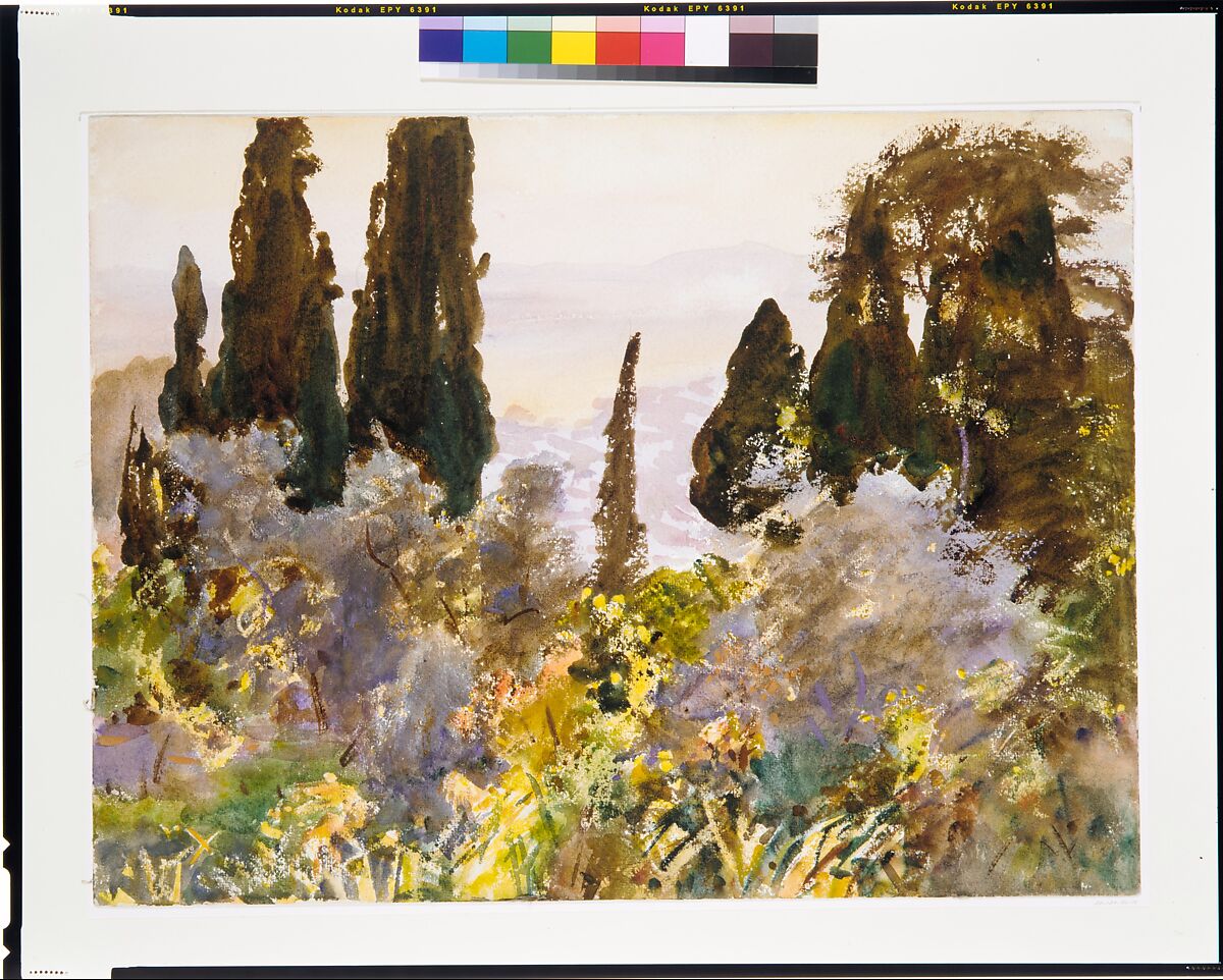Granada, John Singer Sargent (American, Florence 1856–1925 London), Watercolor, graphite, and wax crayon on white wove paper, American