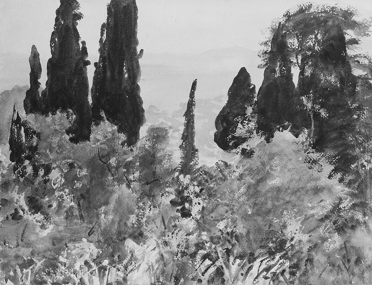 Granada, John Singer Sargent (American, Florence 1856–1925 London), Watercolor, graphite, and wax crayon on white wove paper, American