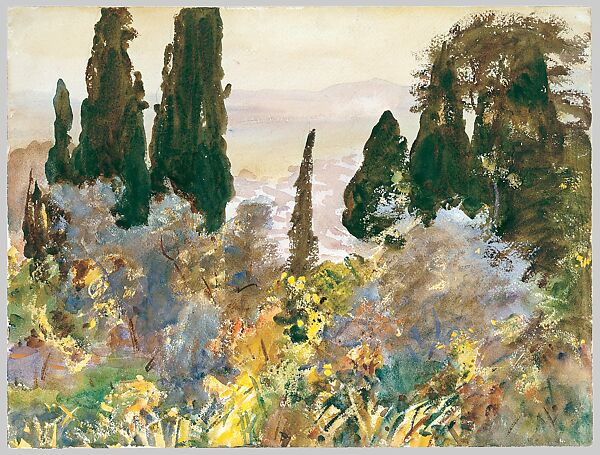 Granada, John Singer Sargent (American, Florence 1856–1925 London), Watercolor, graphite, and wax crayon on white wove paper, American 