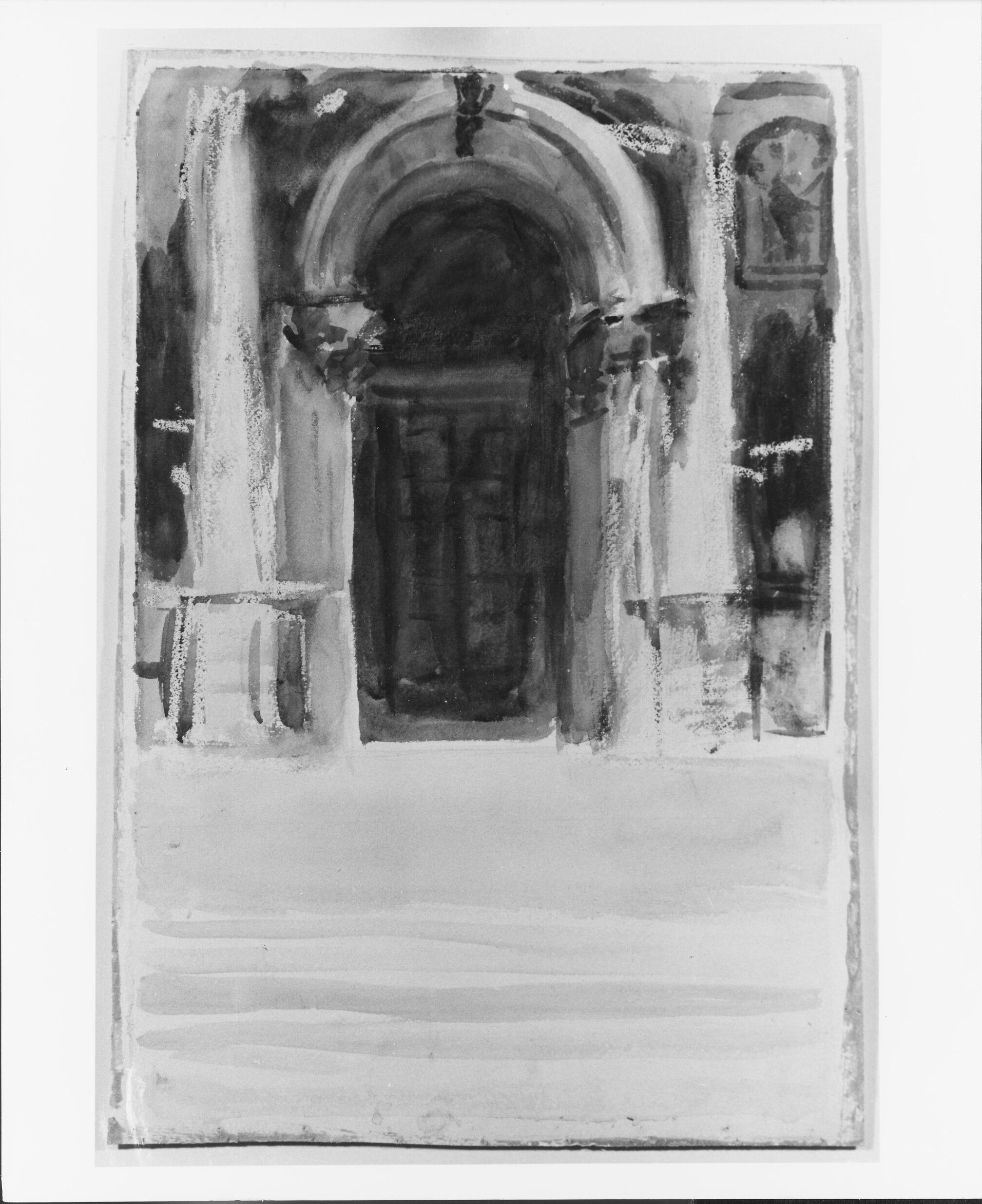 Green Door, Santa Maria della Salute, John Singer Sargent (American, Florence 1856–1925 London), Watercolor, graphite, gouache, and wax crayon on white wove paper, American