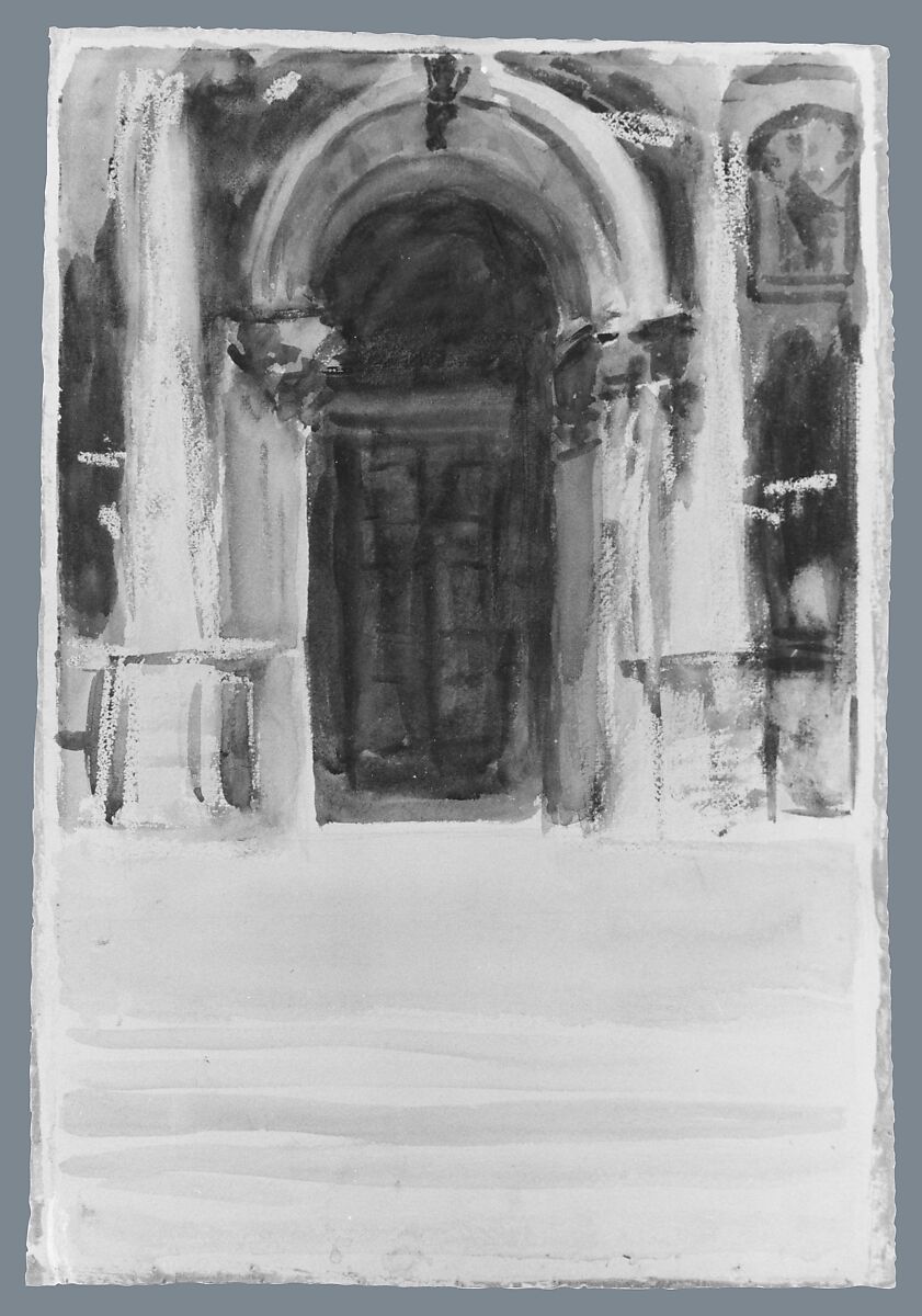 Green Door, Santa Maria della Salute, John Singer Sargent (American, Florence 1856–1925 London), Watercolor, graphite, gouache, and wax crayon on white wove paper, American
