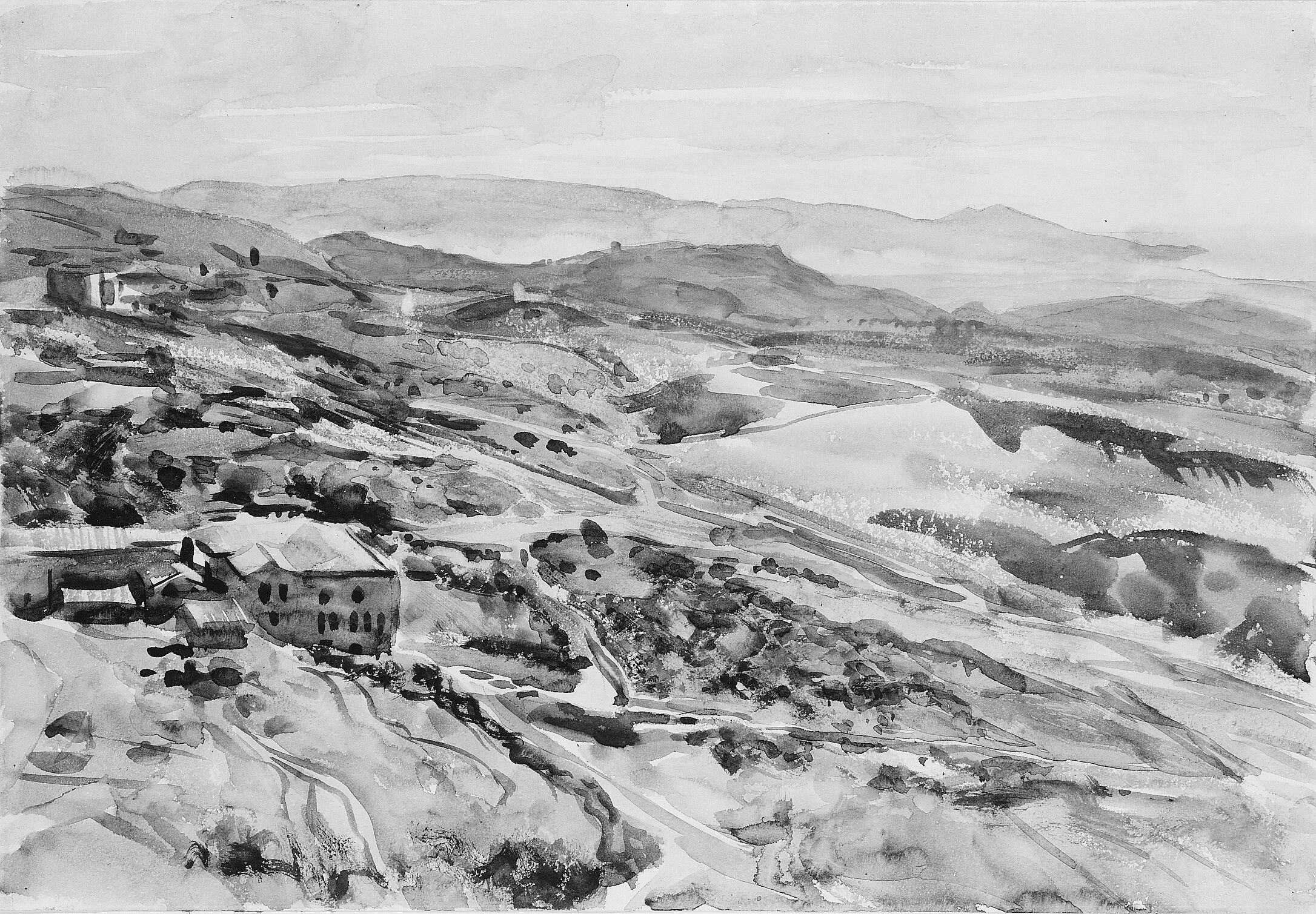 In Sicily, John Singer Sargent (American, Florence 1856–1925 London), Watercolor and graphite on white wove paper, American