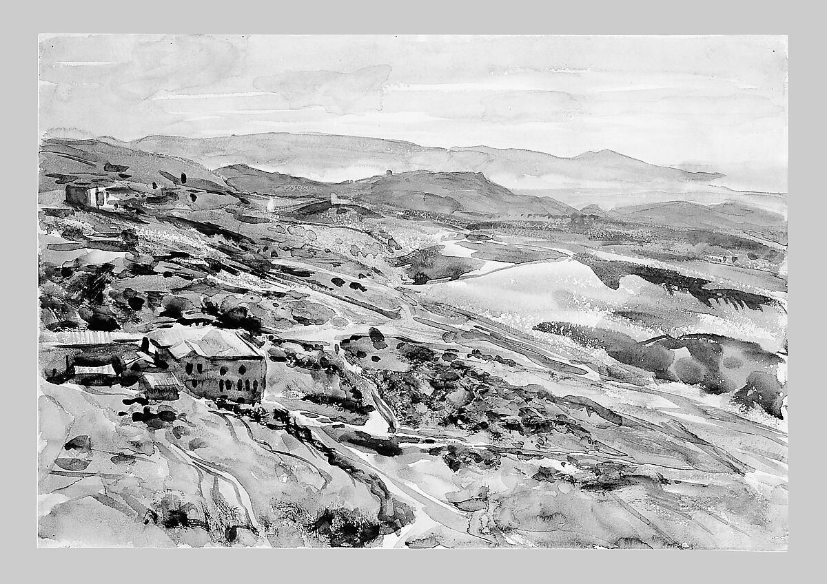 In Sicily, John Singer Sargent (American, Florence 1856–1925 London), Watercolor and graphite on white wove paper, American