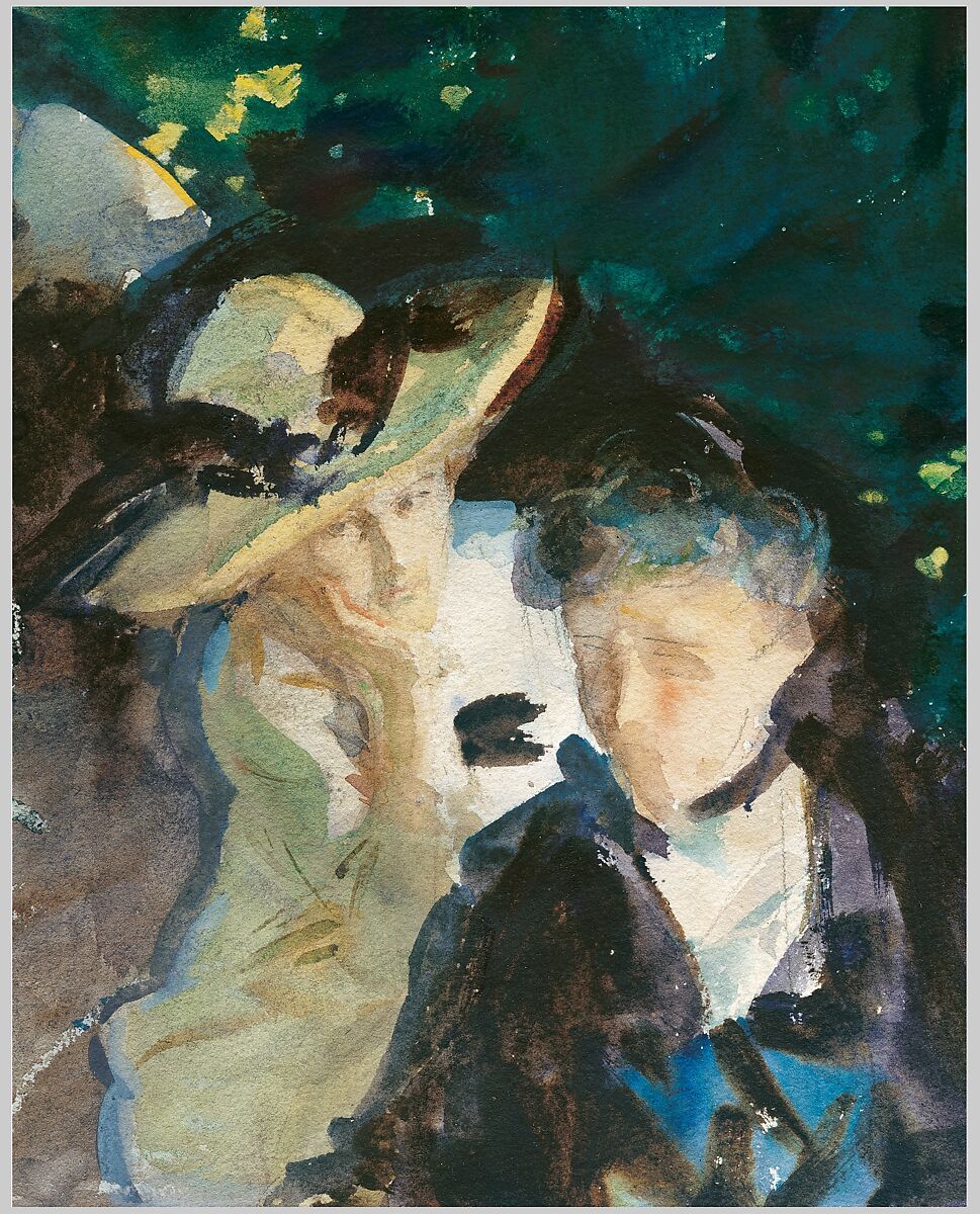 In the Generalife, John Singer Sargent (American, Florence 1856–1925 London), Watercolor, wax crayon, and graphite on white wove paper, American