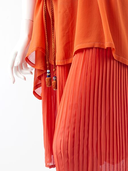 Evening ensemble, Paul Poiret (French, Paris 1879–1944 Paris), a, b) silk; c) silk, enamel, French