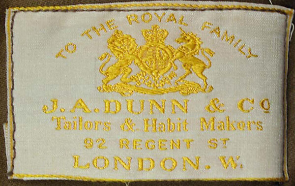 Riding habit, wool, cotton, British