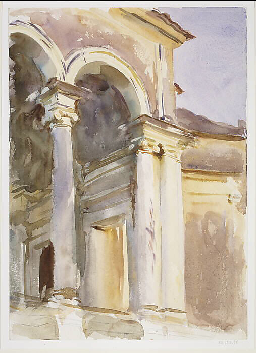 Loggia, Villa Giulia, Rome, John Singer Sargent (American, Florence 1856–1925 London), Watercolor and graphite on white wove paper, American