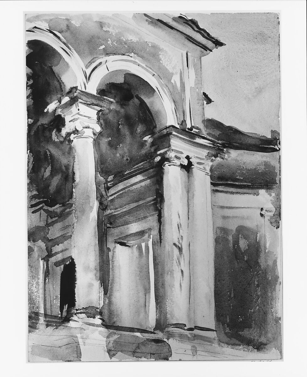 Loggia, Villa Giulia, Rome, John Singer Sargent (American, Florence 1856–1925 London), Watercolor and graphite on white wove paper, American