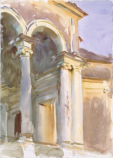 Loggia, Villa Giulia, Rome, John Singer Sargent (American, Florence 1856–1925 London), Watercolor and graphite on white wove paper, American 