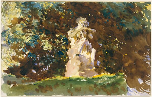 Boboli Garden, Florence, John Singer Sargent (American, Florence 1856–1925 London), Watercolor, gouache, and graphite on white wove paper, mounted on board, American 