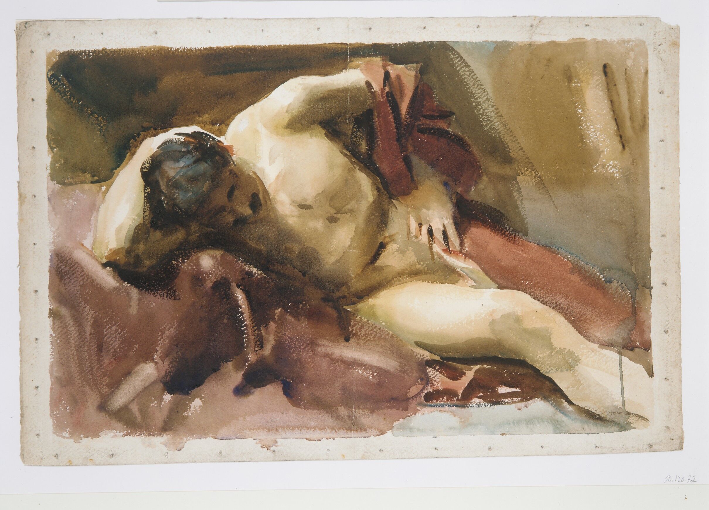 Italian Model, John Singer Sargent (American, Florence 1856–1925 London), Watercolor and graphite on white wove paper, American