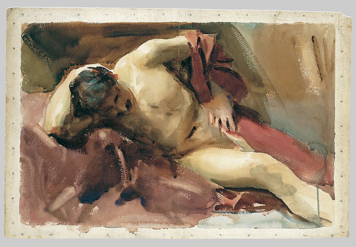 Italian Model, John Singer Sargent (American, Florence 1856–1925 London), Watercolor and graphite on white wove paper, American
