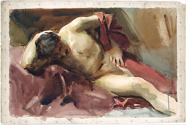 Italian Model, John Singer Sargent (American, Florence 1856–1925 London), Watercolor and graphite on white wove paper, American 